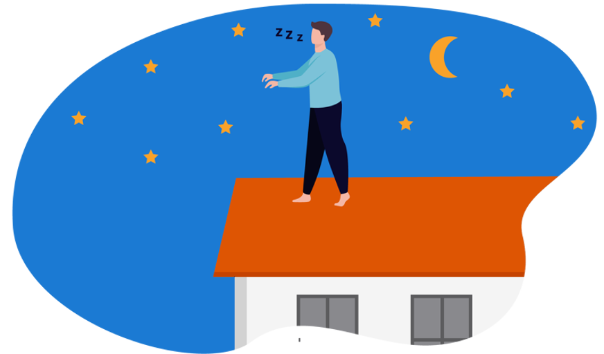 sonâmbulo a andar em telhado